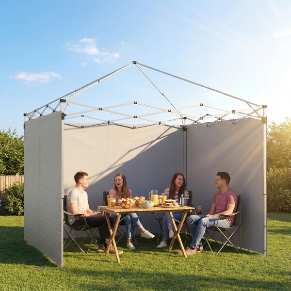 Outsunny Set da 3 pannelli con cerniera per gazebo 3 x 3 m, Grigio chiaro | Aosom Italy