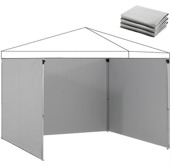 Outsunny Set da 3 pannelli con cerniera per gazebo 3 x 3 m, Grigio chiaro | Aosom Italy