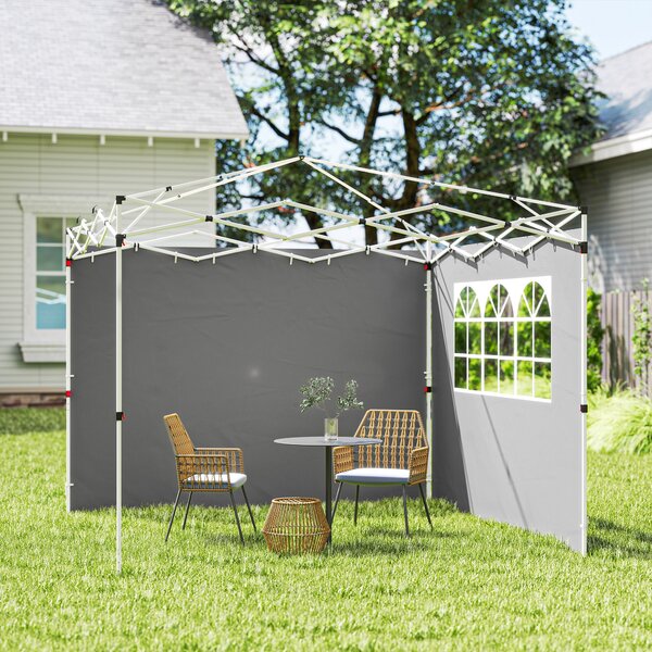 Outsunny Pannelli laterali per gazebo 3 x 3 m pannelli per gazebo con finestra set da 2 tessuto Oxford grigio chiaro | Aosom Italy