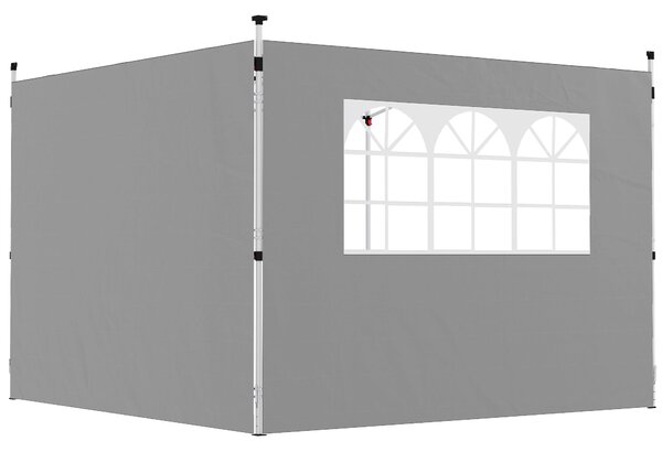 Outsunny Pannelli laterali per gazebo 3 x 3 m pannelli per gazebo con finestra set da 2 tessuto Oxford grigio chiaro | Aosom Italy