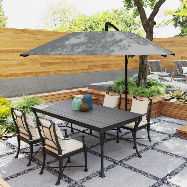 Outsunny Ombrellone a braccio 3 m, ombrellone da giardino esterno inclinabile, base, manovella, telo in poliestere 180 g/m², Grigio scuro | Aosom Italy