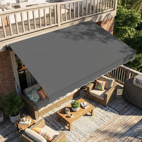 Outsunny Tenda da sole a bracci manuale 3,5x3m, tenda retrattile inclinazione regolabile, manovella, protezione UV resistenza all'acqua, grigio | Aosom Italy