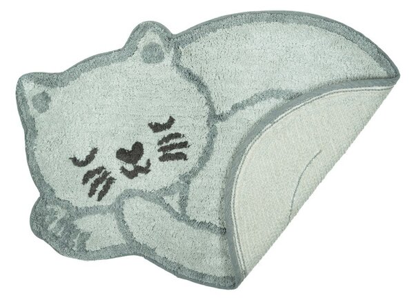 Tappeto per bambini azzurro in cotone 43x60 cm Sleeping Cat – Sass & Belle