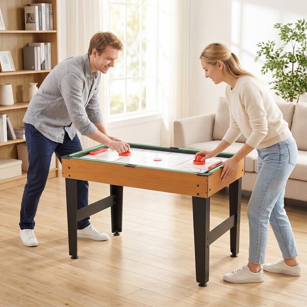 HOMCOM Tavolo da Gioco Multifunzione 4 in 1 con Calcio Balilla Biliardo Ping Pong e Hockey da Tavolo per Famiglie e Amici 107x61x84cm |Aosom