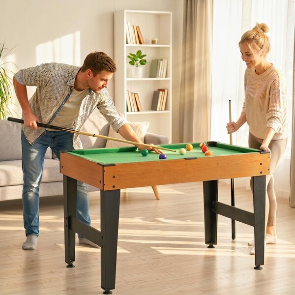 HOMCOM Tavolo da Gioco Multifunzione 4 in 1 con Calcio Balilla Biliardo Ping Pong e Hockey da Tavolo per Famiglie e Amici 107x61x84cm |Aosom
