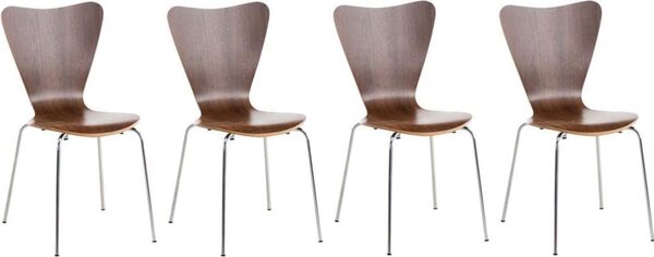 Sedia per visitatori 4x - Sedia per ospiti - Comfort ergonomico, design impilabile | Colore: noce