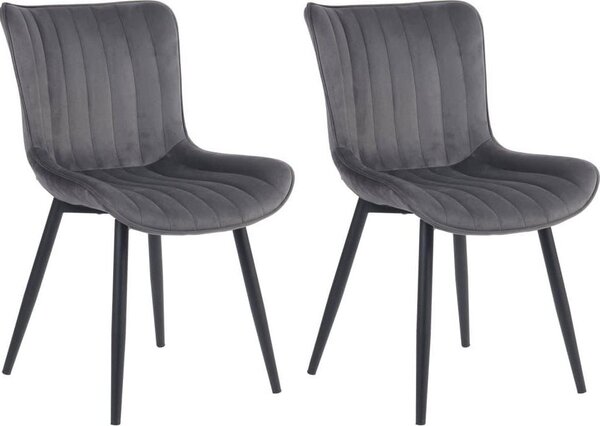 Set di 2 sedie - sedie da pranzo - schienale confortevole, di facile manutenzione, colore: grigio scuro, materiale: morbido