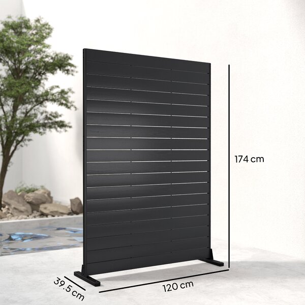 Outsunny Paravento a 6 Pannelli con Supporto e Aspetto Vena, Separatore di Ambienti in HDPE, 120x174 cm, Legno Nero | Aosom Italy