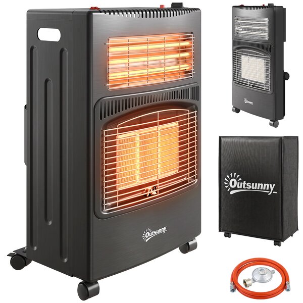 Outsunny Stufa a Gas Portatile Pieghevole da 4.2kW Nero | Aosom Italy