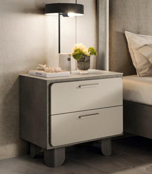 Moderno comodino beige Elegante armadio in legno per camera da letto
