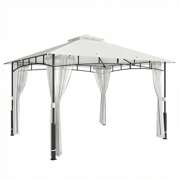 Outsunny Gazebo, 3 x 3,6 m, idrorepellente e robusto gazebo da giardino con zanzariera, doppio tetto, per giardino, terrazza, nero | Aosom Italy