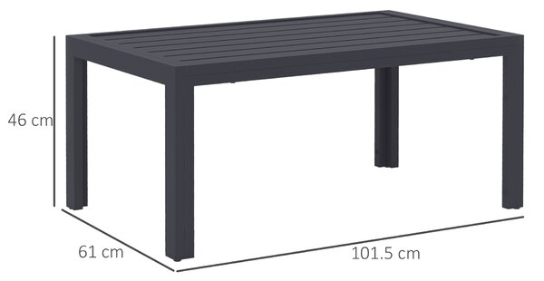 Outsunny Tavolo basso da giardino tavolo d'appoggio da patio rettangolare, struttura in acciaio, piano a doghe, 101,5 x 61 x 46 cm, grigio | Aosom Italy