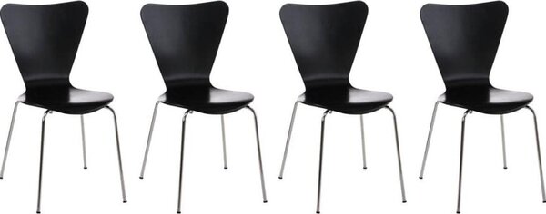 Sedia per visitatori 4x - Sedia per ospiti - Comfort ergonomico, design impilabile | Colore: nero