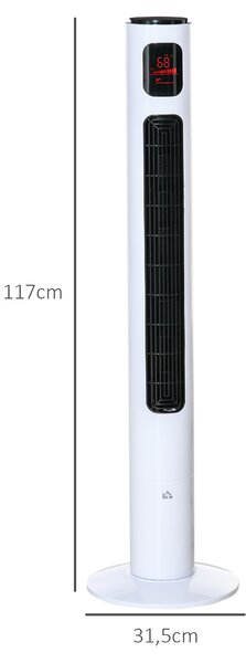HOMCOM Ventilatore a colonna oscillazione 70° timer 12h pannello con sensori LED 45W telecomando 2 modalità di controllo bianco | Aosom Italy