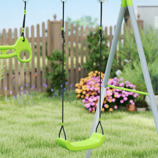 AIYAPLAY 3-in-1 Set altalena, tenda da gioco, altalena, anelli da ginnastica, metallo, plastica, verde | Aosom Italy
