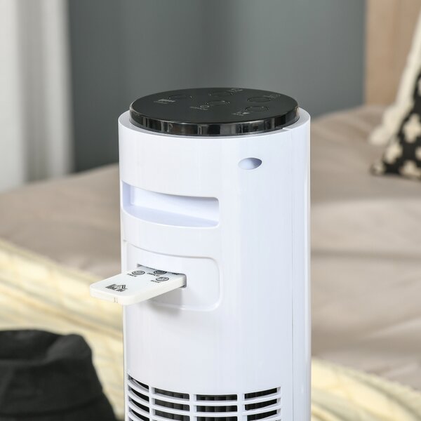 HOMCOM Ventilatore a colonna oscillazione 70° timer 12h pannello con sensori LED 45W telecomando 2 modalità di controllo bianco | Aosom Italy
