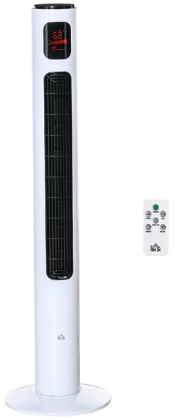 HOMCOM Ventilatore a colonna oscillazione 70° timer 12h pannello con sensori LED 45W telecomando 2 modalità di controllo bianco | Aosom Italy