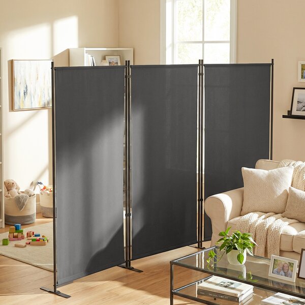 Outsunny Biombo Pieghevole a 3 Pannelli 260x180 cm Biombo Separatore di Ambienti con Struttura Metallica UPF 30+ Grigio Scuro | Aosom Italy