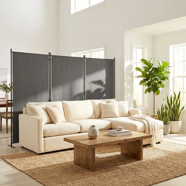Outsunny Biombo Pieghevole a 3 Pannelli 260x180 cm Biombo Separatore di Ambienti con Struttura Metallica UPF 30+ Grigio Scuro | Aosom Italy
