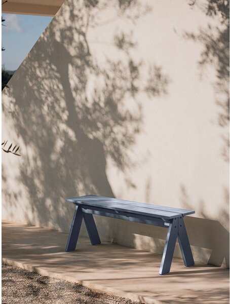 Panca da giardino blu in legno massiccio Navo – noo.ma