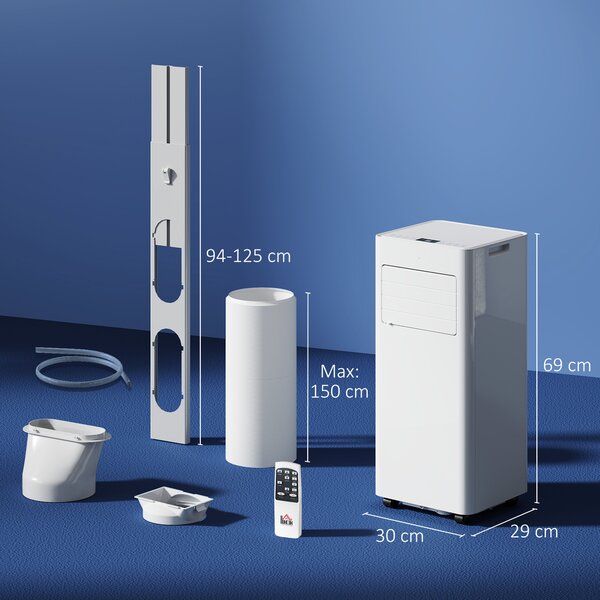 HOMCOM Condizionatore portatile 9000 BTU/H 3 in 1 raffreddamento ventilatore deumidificatore timer 24H e telecomando bianco | Aosom Italy