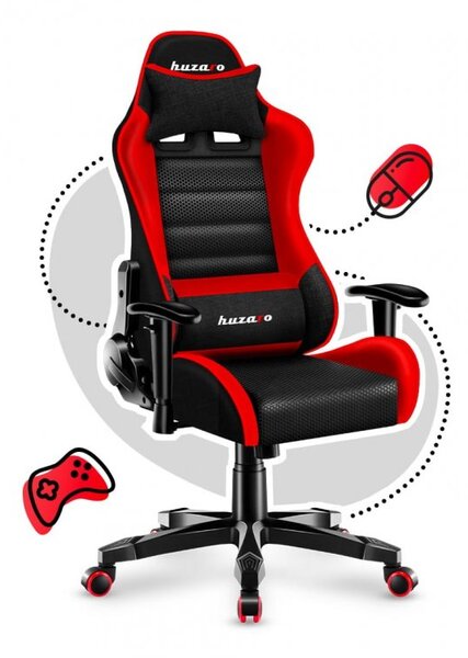 Pratica sedia da gaming in colore rosso-nero per adolescenti