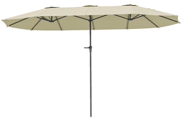 Outsunny Ombrellone da giardino esterno, ombrellone doppio rettangolare 400 x 220 x 230 cm con apertura/chiusura a manovella crema | Aosom Italy