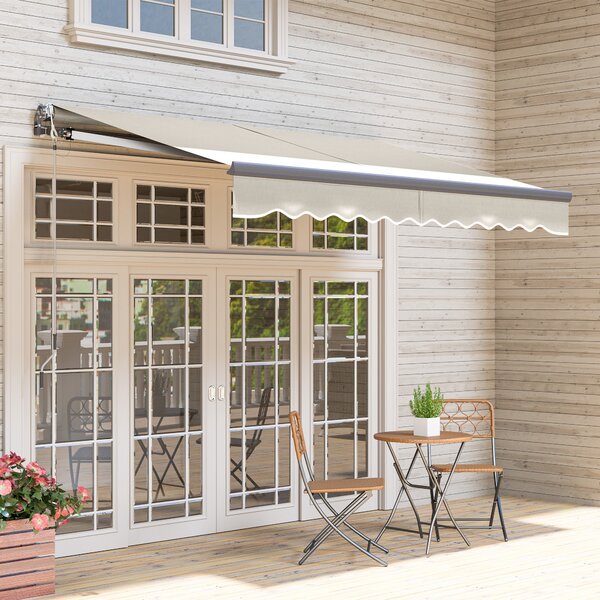 Outsunny Tenda da Sole Elettrica Retrattile con Manovella Inclinazione Regolabile e Protezione UV per Giardino Terrazza 296x250 cm Crema | Aosom Italy