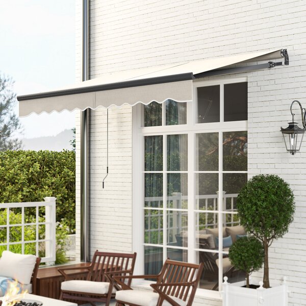 Outsunny Tenda da Sole Elettrica Retrattile con Manovella Inclinazione Regolabile e Protezione UV per Giardino Terrazza 296x250 cm Crema | Aosom Italy