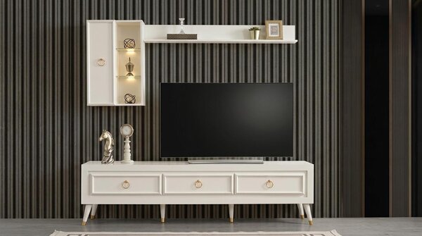 Mobile parete attrezzata, scaffalatura, armadio, ripiano, modulo superiore, stile moderno, colore bianco, nuovo, pratico