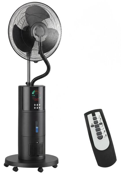HOMCOM Ventilatore a piantana 4-in-1 con nebulizzazione d'acqua, purificatore d'aria, protezione anti-zanzare, timer 9 ore, 3 modalità, telecomando, Nero | Aosom Italy