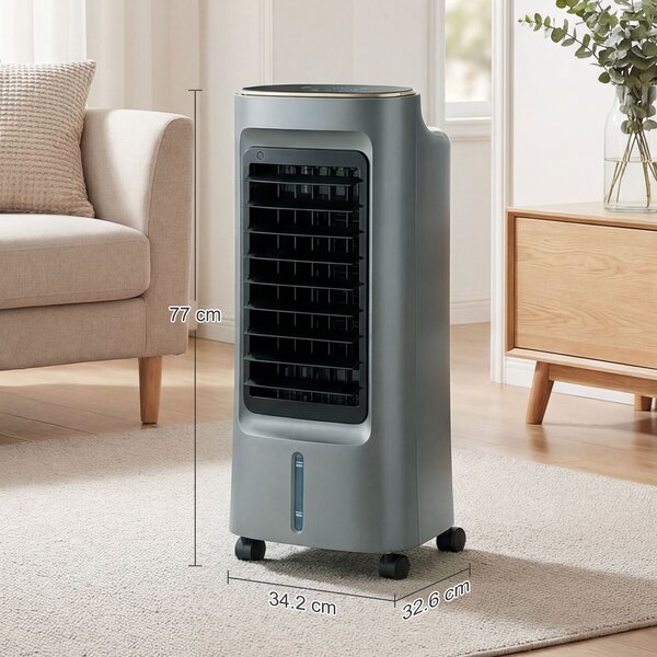 HOMCOM Raffrescatore d'aria portatile 4 in 1 umidificatore purificatore ventilatore, oscillazione 90°, 4 velocità, 3 modalità, grigio | Aosom Italy