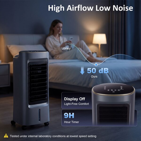 HOMCOM Raffrescatore d'aria portatile 4 in 1 umidificatore purificatore ventilatore, oscillazione 90°, 4 velocità, 3 modalità, grigio | Aosom Italy