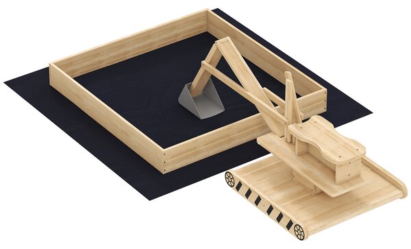 AIYAPLAY Sabbiera per Bambini in Legno con Escavatore Sabbiera Infantile con Sedile Girevole 360° e Rivestimento 184x90x56 cm Naturale | Aosom Italy