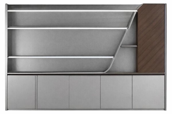 Elegante armadio da ufficio con ripiani moderni e un design raffinato