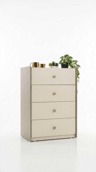 Armadio per biancheria beige, moderno, cassettiera