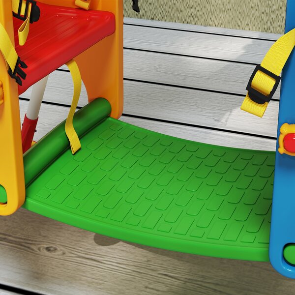 AIYAPLAY Altalena per Bambini, Altalena a Telaio per 3-5 Anni con Doppio Sedile Faccia a Faccia, 114x94x134,5cm, Multicolore | Aosom Italy