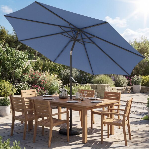 Outsunny Ombrellone Ø295 cm, UV 30+ Ombrellone rotondo per balcone, ombrellone da spiaggia, parasole da mercato per spiaggia balcone giardino, Blu | Aosom Italy