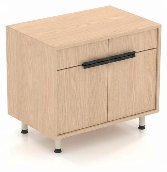 Comodino moderno beige in legno, mobiletto per il soggiorno, contenitore