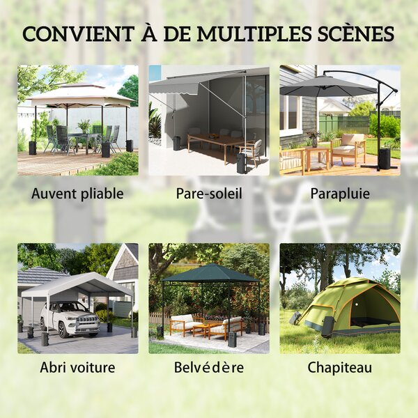 Outsunny Set da 4 Sacchi di Zavorra per Gazebo, Sacchi Ponderati Riempibili con Acqua o Sabbia, Maniglie per il Trasporto, Nero | Aosom Italy