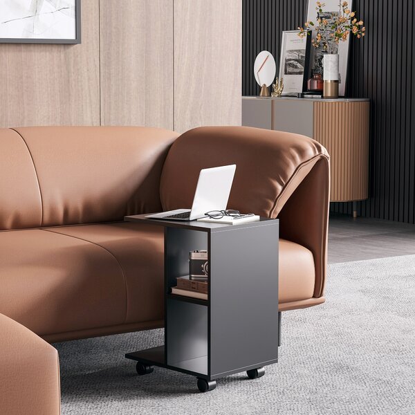 Tavolino Da Salotto HOMCOM A C Con 2 Ripiani E 4 Ruote - Bianco 45x35x58 Cm - Foto 5