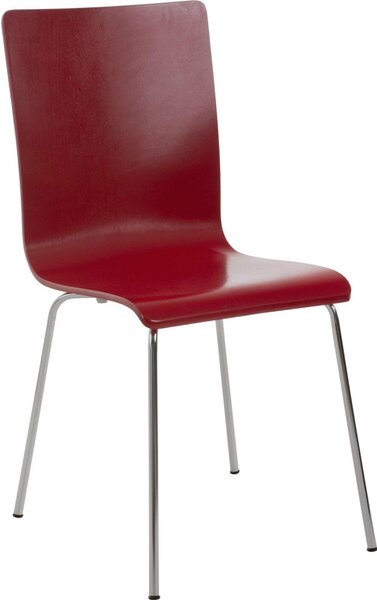 Sedia per visitatori - Sedia per ospiti - Schienale confortevole, struttura in legno e look cromato | Colore: rosso
