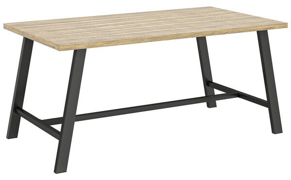 Outsunny Tavolino da esterno, tavolino laterale rettangolare in metallo con piano effetto legno, 100 x 55 cm, Marrone | Aosom Italy
