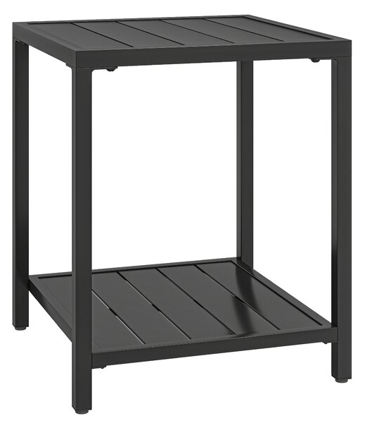Outsunny Tavolino 45 x 45 cm resistente alle intemperie tavolo da giardino con design a doghe ripiano piedi regolabili 30kg portata | Aosom Italy