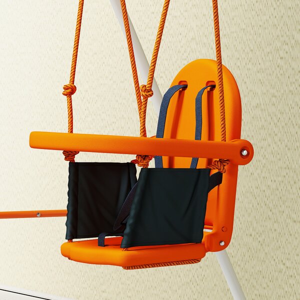 Outsunny Altalena per Bambini Altalena Giardino Esterna in Acciaio con Schienale Cintura di Sicurezza Portata 25 kg Arancione | Aosom Italy