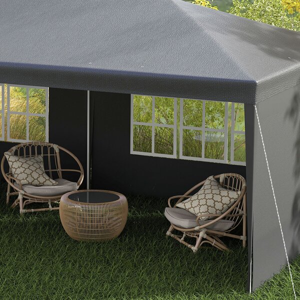 Outsunny Tenda da giardino 6x3 m con 4 pareti laterali 2 finestre visibili Gazebo da esterno per feste eventi Grigio | Aosom Italy