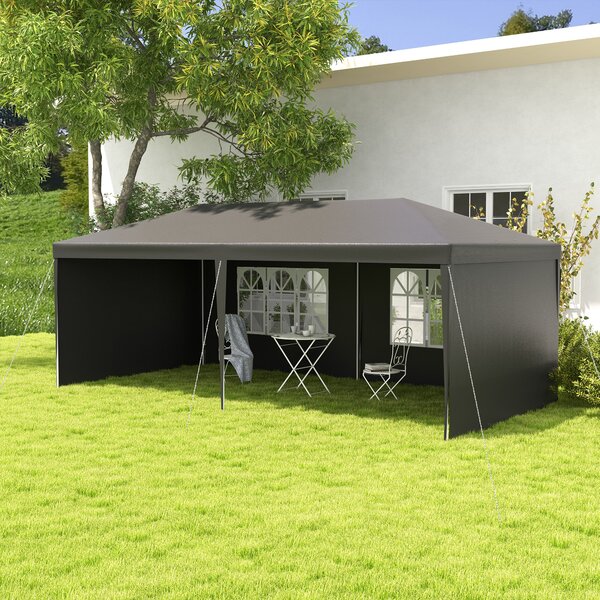 Outsunny Tenda da giardino 6x3 m con 4 pareti laterali 2 finestre visibili Gazebo da esterno per feste eventi Grigio | Aosom Italy