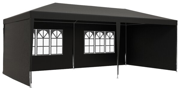 Outsunny Tenda da giardino 6x3 m con 4 pareti laterali 2 finestre visibili Gazebo da esterno per feste eventi Grigio | Aosom Italy