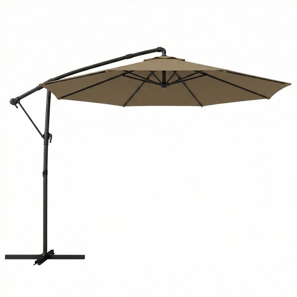 Outsunny Ombrellone decentrato rotondo 3 m, ombrellone da giardino inclinabile con copertura protettiva, poliestere protezione UV UPF50+, kaki | Aosom Italy