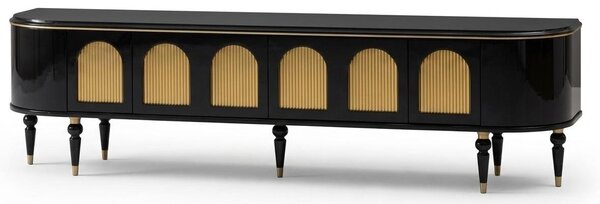 Mobile TV nero. Elegante supporto TV. Comodino TV per il soggiorno